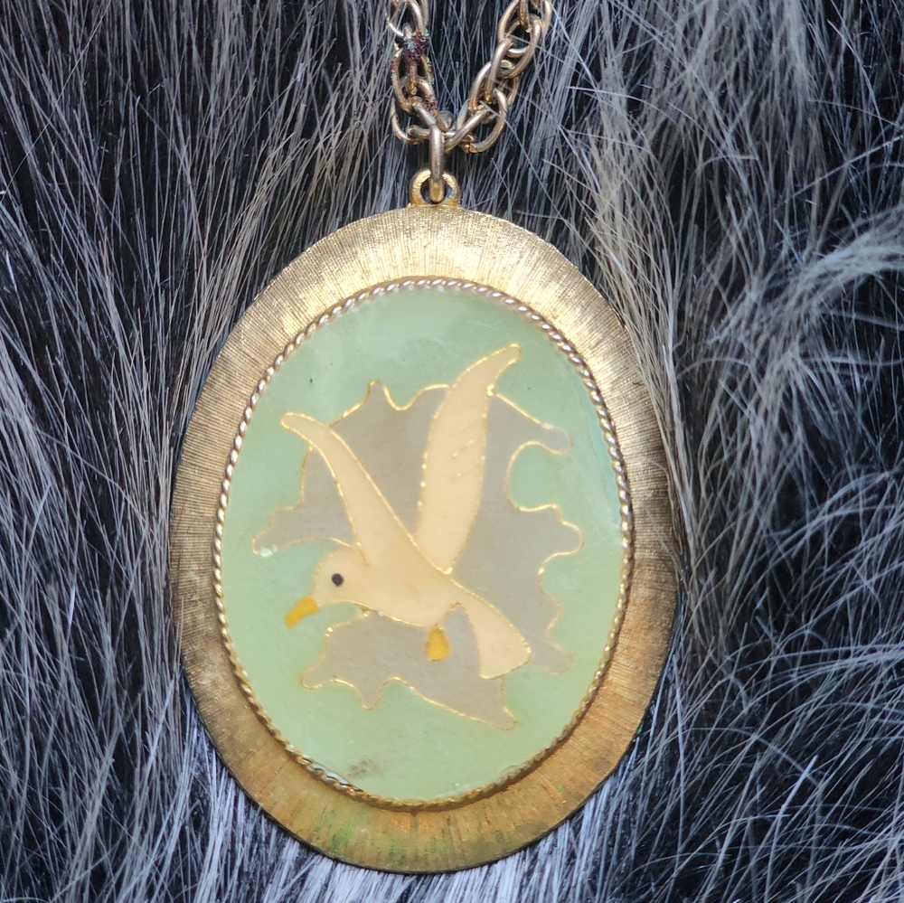 Gold and Green Pendant Necklace
